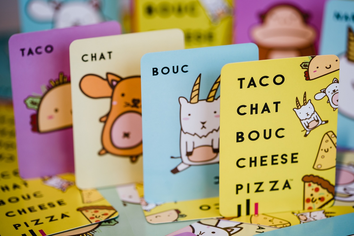 Taco chat bouc cheese pizza blue orange jeu de société boardgame tribuo