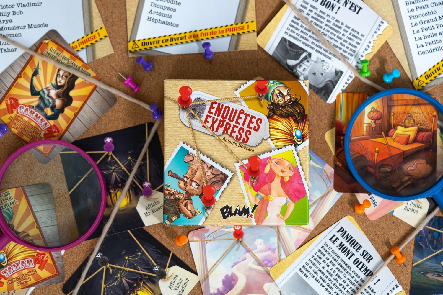 Enquêtes express blam ! jeu de société Eliot Trouttet, Claire Conan, Audrey Vellard Antonin Boccara